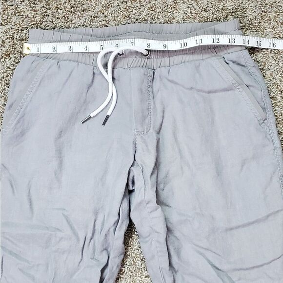 Athleta Gray 100% Linen Cuffed Ankle Pants - Picture 2 of 7